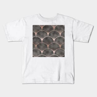 Art Deco elegance - rose gold & steel grey fan Kids T-Shirt